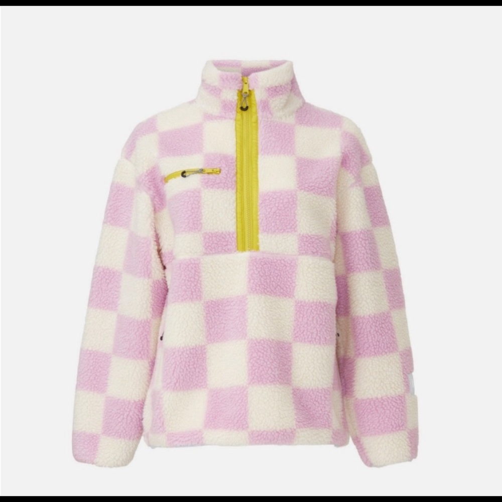 Levi’s pink and cream checkered fleece jacket
